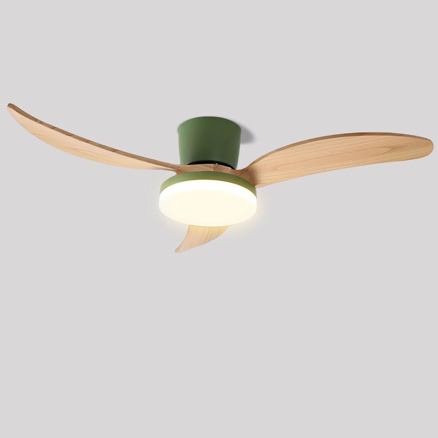 Nordic Indoor Ceiling Fans with Lights Remote Mute Ceiling Fan with DC Motor Modern Dimmable LED Ceiling Fan Light 3 Wood Blades for Bedroom Lounge Room Living Room