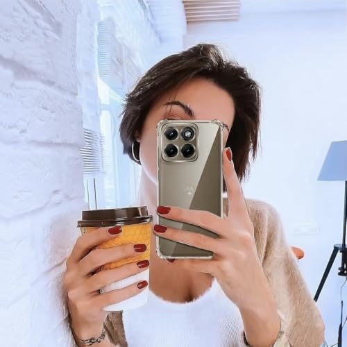 Image of Lustree Compatible with Motorola Edge 70 Pro 5G / Moto Edge 70 Pro Plus Back Cover| Clear + TPU Case with 4 Corner Air Cushion Protection & Camera Protection Cover for Moto Edge 70 Pro 5G