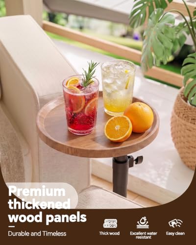 Mesa de aperitivos para sofá con bandeja antideslizante redonda 6