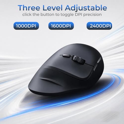 MOKURU Wireless Ergonomic Mouse, Supporting Bluetooth/2.4G Connection, Featuring 4 Buttons (Black) - image 3
