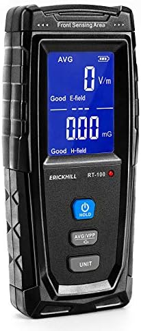 ERICKHILL EMF Meter, cyfrowy elektromagnetyczny czujnik promieniowania pola elektronicznego detektor ręczny cyfrowy LCD EMF, świetny Tester do inspekcji domowych, biura, na zewnątrz i polowanie na