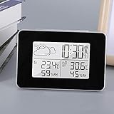 Raguso Drahtlose LCD Vorhersage Wetterstation Snooze Digitaler Wecker Innen Au?ensensor f¨¹r Schlafzimmer K¨¹Che Home Office Kinder und Erwachsene