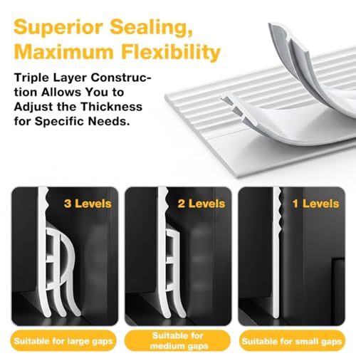 Image of HASTHIP 79inch Silicone Door Bottom /Under Gap Filler Rubber Sealing Strip - Weather Stripping with Self Adhesive Backing for Cockroach, Insect and Bugs, Seal Air & Dust