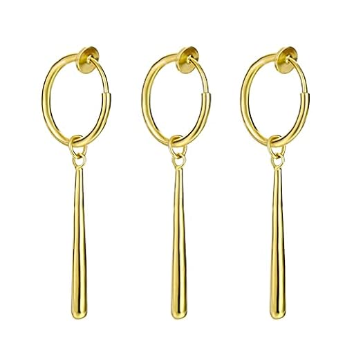 XHBTS Pendientes de una pieza – Juego de 3 aretes dorados con clip de anime para amantes del anime, con mini paño y caja, Metal, Sin piedra preciosa | Ya disponible en tu tienda friki favorita! En mundofriki.es!