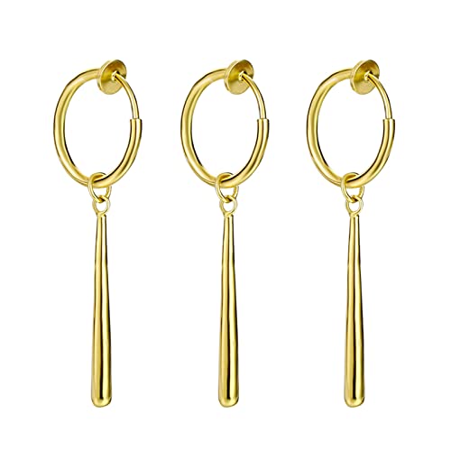 XHBTS Pendientes de una pieza Juego de 3 aretes dorados con clip