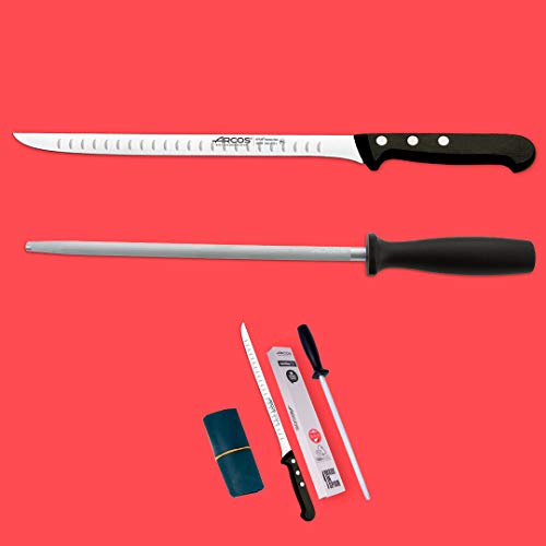 Miniatura 6 de Arcos Juego Cuchillo Jamonero 3 Pzas Jamonero Acero Inoxidable 240 Mm , Afilador Chaira Y Cubre Jamón Juego Cuchillos Jamonero Profesional Paleta Ibérica Eco
