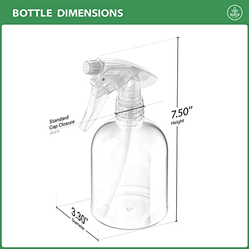 Bar5F Plastic Spray Bottle, 16 Oz | Leak Proof, Empty, Clear, Trigger Handle, Adjustable Fine To Stream Output, Refillable, Heavy Duty Sprayer For Hair Salons & Spas, Household Cleaners, Cooking #TOP5