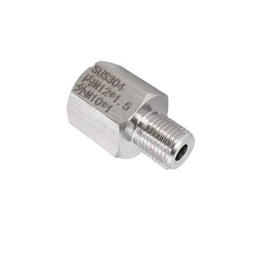 zorfar 304 Stainless Steel Hex Reducer Bushing, M12 Female to Multi-Size BSP/NPT Male Thread High Pressure Adapter for Pressure Gauge 1PCS(M12x1 Female,M8x1.25 Male)