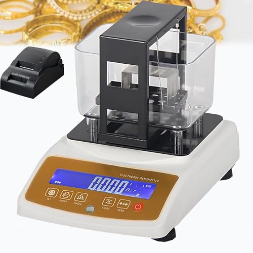 ByBoDi Probador electrónico Digital de pureza de Oro y Metales Preciosos, con Impresora, medidor de Densidad de Oro y Pantalla LCD Digital, para la Venta y el Reciclaje de Joyas. 200K