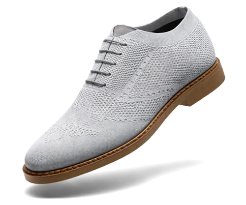 Image of Kraasa Men's Casual Sneaker Lace-Up Oxford Shoes | Breathable Knit Upper | Lightweight & Comfortable | Stylish Brown Sole | Office