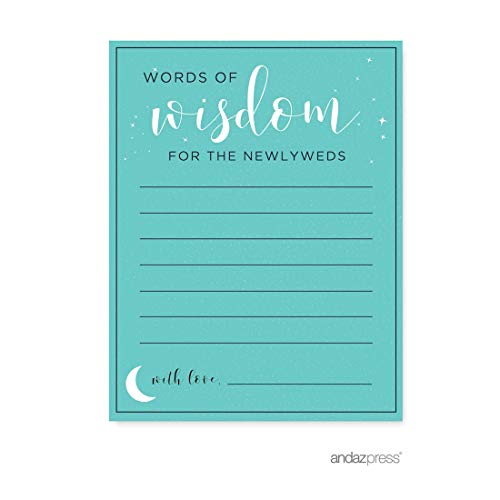 Andaz Press Love You to The Moon and Back Wedding Collection, Blank Words of Wisdom Newlywed Advice Cards, 20-Pack