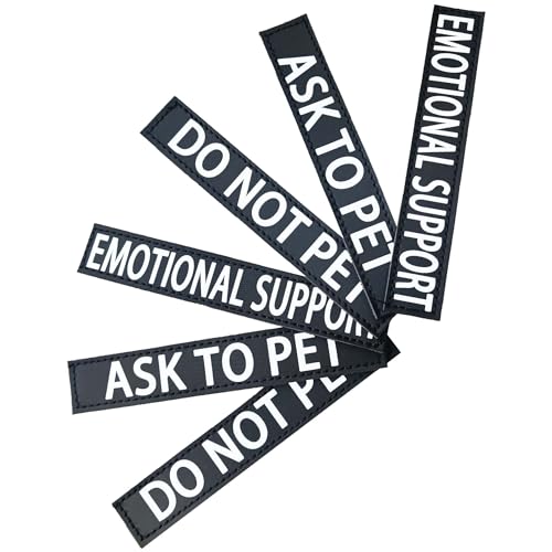 Pawistapal 6-Pack Emotional Support Patches, Removable Do Not Pet Patch for Harness Vest or Collar, Ask to Pet Patches with Hook and Loop Tape