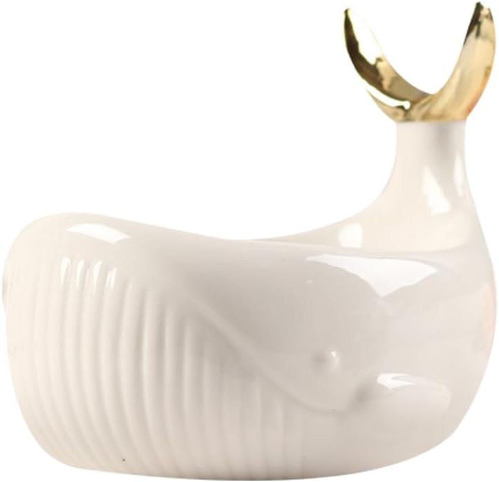 Amosfun Whale Ceramic Soap Dish Soap Holder with Drain Sponge Dish Container Sponge Tray for Shower Bathroom Bar Kitchen Countertop Ornament