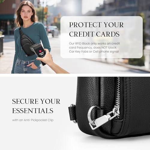 befen Genuine Leather Small Crossbody Sling Bags for Women Anti-Theft Fanny Packs Chest Bags Purse with Built in RFID Wallet4
