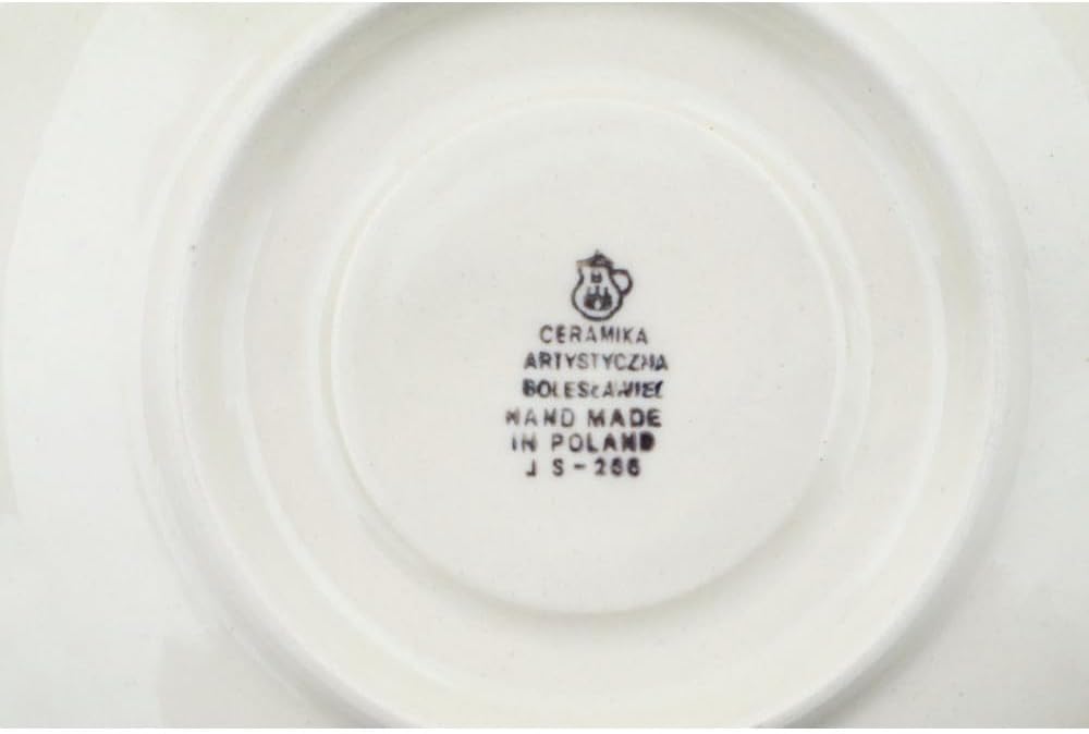 Polmedia Polish Pottery Cup with Saucer - Wisteria Pattern Handmade in Boleslawiec Poland by Ceramika Artystyczna + Certificate of Authenticity