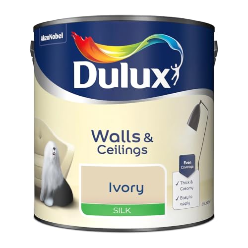 Ivory Walls & Ceilings Silk Emulsion Paint 2.5 L – Smooth Washable Silk Finish, Quick Dry, Low-VOC, Easy Application for Interior Walls & Ceilings
