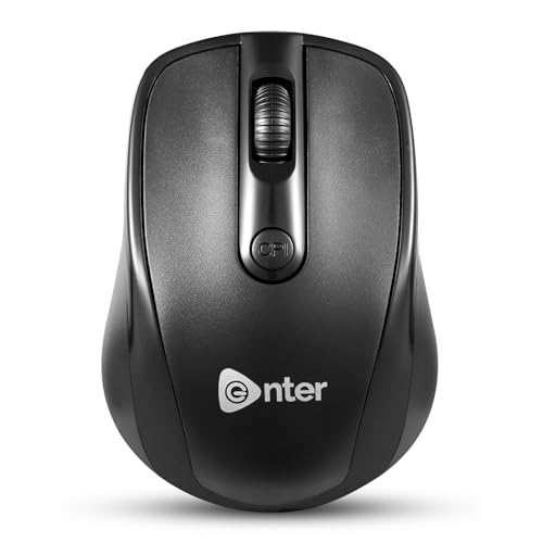 Image of Enter Clickmate Wireless Mouse, 2.4 Ghz with USB Nano Receiver, 1600 Adjustable DPI Optical Tracking, Compatible with PC & Laptop (Black)