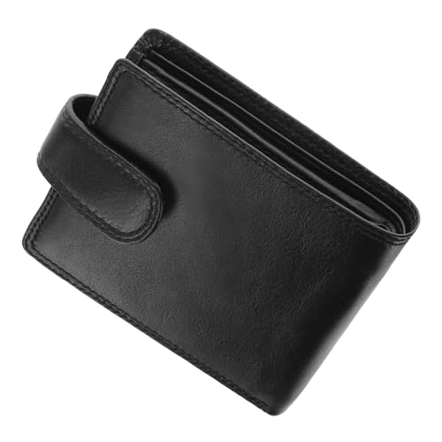 TECPEX Genuine Leather Wallet Men's, RFID Blocking Purse Slim Bifold Design with Multi Card Slots, Coin Pocket, ID Windows, and Zipper Pocket (Jet Black)