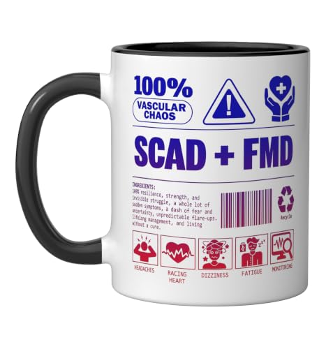 SCAD & FMD 100% Vascular Chaos Spoonie Chronic Illness Ceramic Mug, Black/White