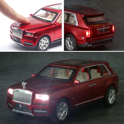 Image of Exquisite car Model 1 /24 Rolls-Royce CULLINAN Model Car,Zinc Alloy Pull Back Toy car with Sound and Light for Kids Boy Girl Gift. (RED)
