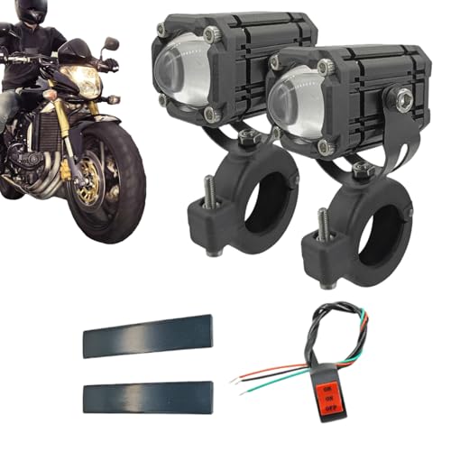 Genérico Luces de conducción de motocicleta LED, focos de motocicleta | 2 luces antiniebla de modo faro auxiliares,Ciclismo impermeable Spotlight de amarillo para scooter, camiones, motos