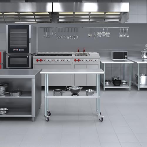 Image of AmGood 48 inch Long x 18 inch Deep Stainless Steel Table with Casters