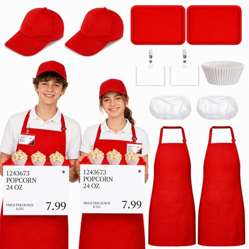 Yearntown 34 Pcs Halloween Supermarket Employee Costume Adults Couple, L