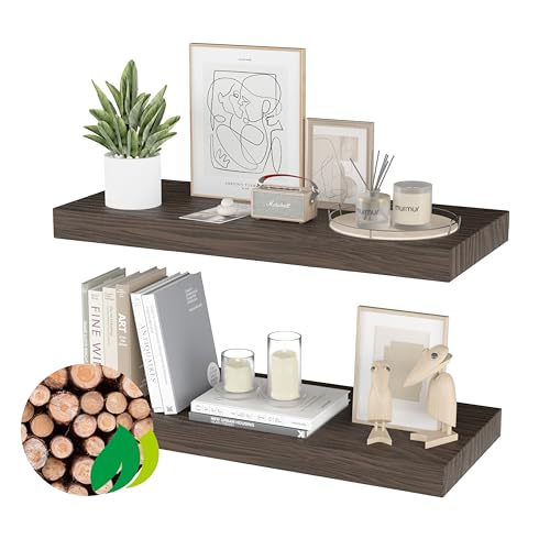 PopiShelves Floating Shelves for Wall- 17 Inch Wood Shelves for