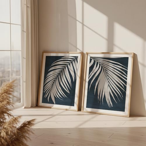 Image of COLOSSAL ART HOUSE Set of 2 botanical wall art paintings for living room & wall painting for bedroom wall decor - (10x13 Inch framed poster, Paintings for home decor)