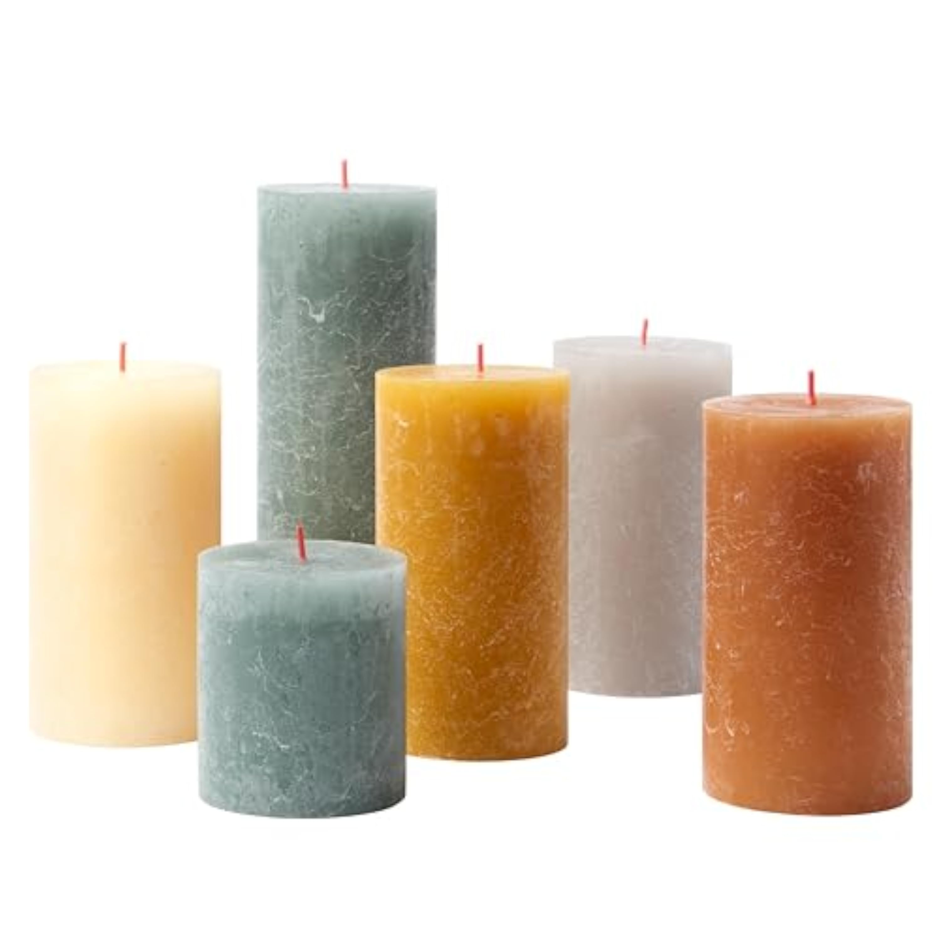Bolsius Juego de regalo de velas rústicas, ambiente nórdico, caja de 6, largo tiempo de combustión, para el hogar, decoración de interiores, sin perfume