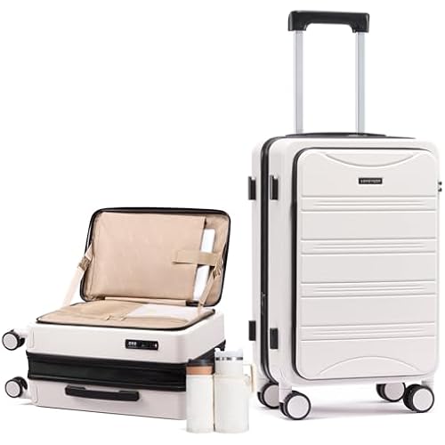 LOVEVOOK Carry On Luggage 20 Inch, Airline Approved Expandable Hard Shell Suitcase with Spinner Wheels, TSA Lock & Cup Holder, Fits Most Overhead Bins