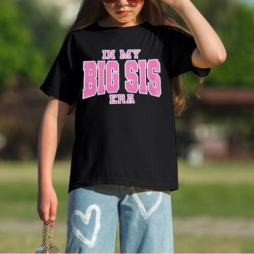 Image of Big Sister Shirts for Girls in My Big Sis Era T-Shirt Oversized Kids Sparkly Graphic Short Sleeve Outfits