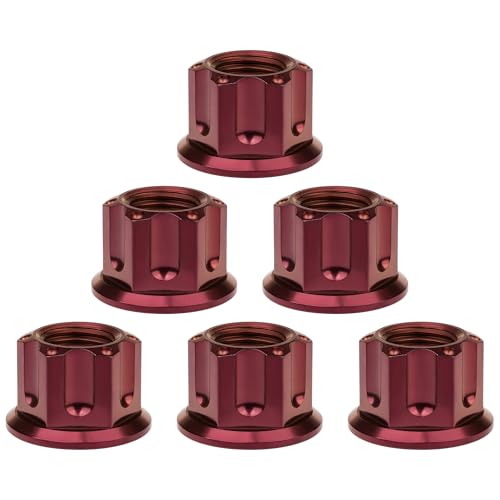 Image of Titanium M6 M8 M10 M12 M14 M16 Flange Bolt Nut Bicycle Motorcycle Rear Axle Car Modification Accessories Pack of 6 (M10 Pitch 1.25mm, Burgundy)