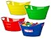 Zilpoo 4 Pack - Oval Storage Tub with Handles, Colorful Halloween Candy Bowl Holder, Classroom Organization Bins, Plastic Ice Bucket, Tubs, Baskets, 4.5L