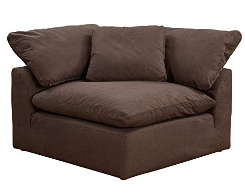 Sunset Trading Contemporary Puff Collection Slipcover Only for 44" Square Modular Sofa Sectional Chair/Couch Corner Wedge Armchair Cover/Stain-Proof Water-Resistant Washable Performance Fabric/Brown