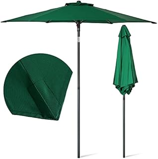 SUNMER 2M Garden Parasol, Sun Shading Umbrella, Easy Open/Close Push Up with Tilt, Water Repellent Polyester, Powder-Coated Steel Frame, UV 30+, Pole Width 32mm - Green