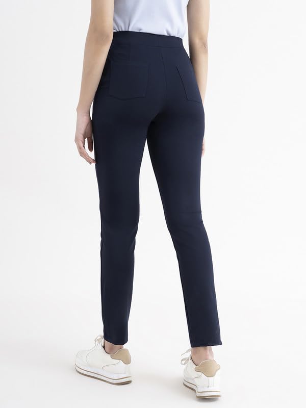 Image of FableStreet Women's Livin Air Stretch Striaght Pants /Trouser | Viscose Rayon with High-Rise Waist | Solid Pattern & Plain Weave Fabric | Office Wear & Business Meetings