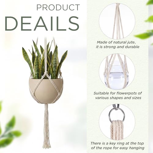 Image of EBOOT 2 Pack 48 Inch Large Macrame Plant Hanger Rope to Hang Flower Pot Plant Holder for Indoor Outdoor Decorations, 4 Legs (Ivory White)