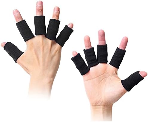 10 PCS Finger Sleeves Sport Elastic Arthritis Trigger Braces Knuckle Compression Protector Prevent Calluses (Black)