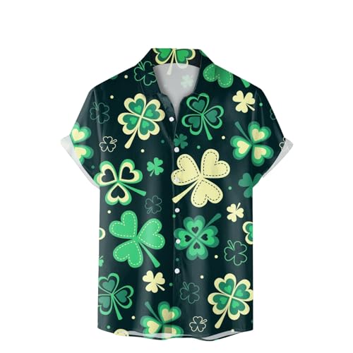 Camisa verde para hombre 2025, nuevos regalos para hombre, camisa de moda casual estampada para el día de San Patricio, camisa a cuadros para hombre, verde menta, M