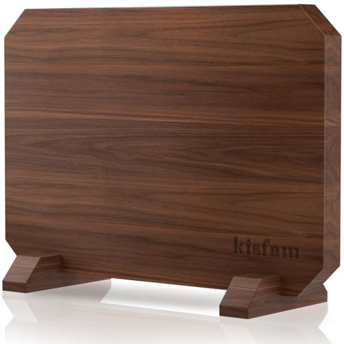 Kisfam Magnetic Knife Block, Thickened Acacia Wood Magnetic Knife Holder with Strong Double-Sided Magnets, Holds 14 Knives, Multifunctional Storage for Kitchen Counter