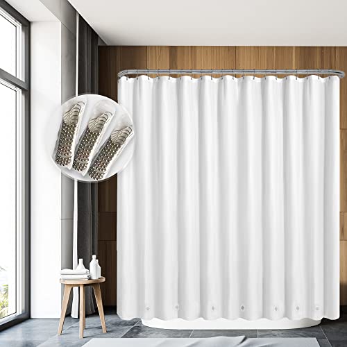 Image of Barossa Design Clawfoot Tub Shower Curtain with 12 Magnets - 36 Metal Hooks Included, 180 inch W x 70 inch H Wrap Around, Waterproof PEVA Shower Liner for Bathroom, PVC Free, Metal Grommets - White, 180x70