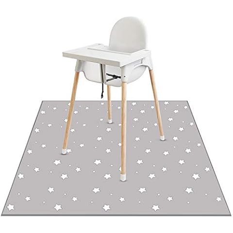 Lookka Highchair Splash Mat, 43 * 43 Inch Large Waterproof Non-Slip Baby Splat Mat Weaning Pet Spill Mat, Washable Mess Mat for Art Craft Painting and Table Cloth(Star) (43 * 43Inch-Star) Cover