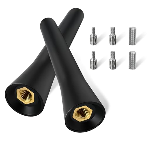 2Pack Car Antenna, Car Stubby Aerial AM/FM 6.5cm Mini Car Radio Small Short Roof Mast, Radio Universal Replacement with Stainless Steel Construction, Small Roof Antenna for Hatchback Truck Van
