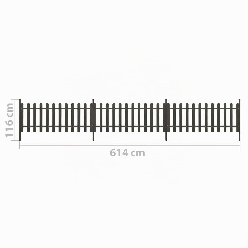 vidaXL 3X Lattenzaun mit Pfosten Gartenzaun Zierzaun Friesenzaun Sichtschutz Zaun Zaunfeld Beeteinfassung Staketenzaun WPC 614x80cm