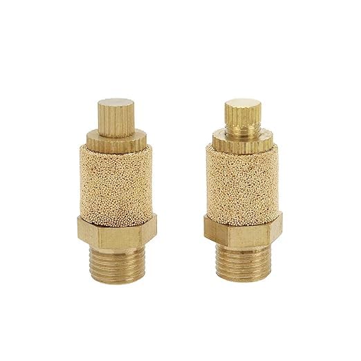 Pneumatic Silencer 1/8 Thread Brass Air Exhaust Sintered Bronze Mufflers Portable Pneumatic Solenoid Valve Muffler Silencer for Cylinders Crank Cases Valves Gear Boxes Air Flow Speed Controller (4)-image-5