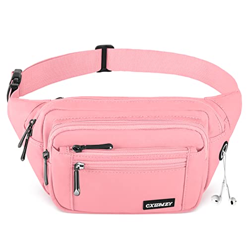 CXWMZY Fanny Packs For Women & Men Waist Pack Hip Bum Bag with Multi-Pockets Large Capacity Waterproof Casual Bum Bag for Disney Traveling Casual Cycling Running Hiking (Pink)