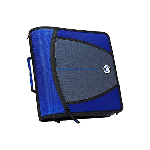 Case-it The Mighty Zip Tab Zipper Binder - 3 Inch O-Rings - 5 Color Tab Expanding File Folder - Multiple Pockets - 600 Sheet Capacity - Comes With Shoulder Strap - Blue D-146