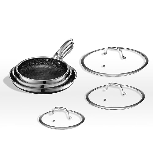 HexClad 6 Piece Hybrid Nonstick Pan Set 8, 10 and 12 Inch Frying Pans