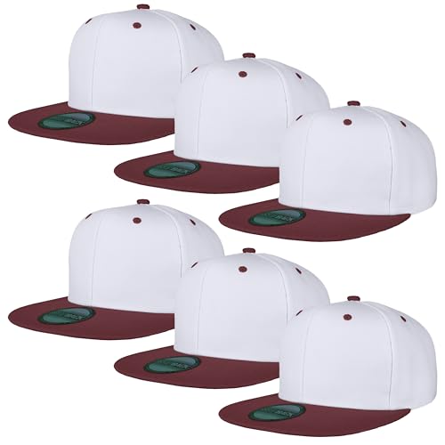 Image of Gelante Plain Blank Flat Brim Adjustable Snapback Baseball Caps LOT 6 Pack